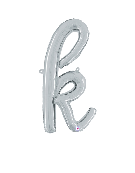 14in Betallic Air-Filled Silver Script Letter k Balloon - Joker Party Supply