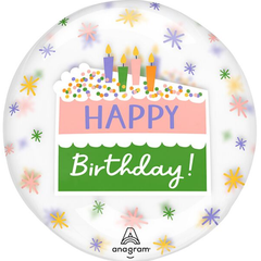 16in Anagram Happy Birthday Cake Slice Clearz Balloon - Joker Party Supply