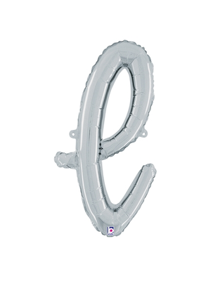 14in Betallic Air-Filled Silver Script Letter l Balloon - Joker Party Supply