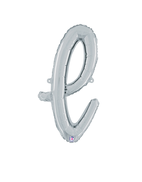 14in Betallic Air-Filled Silver Script Letter l Balloon - Joker Party Supply