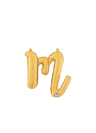 14in Betallic Air-Filled Gold Script Letter m Balloon - Joker Party Supply