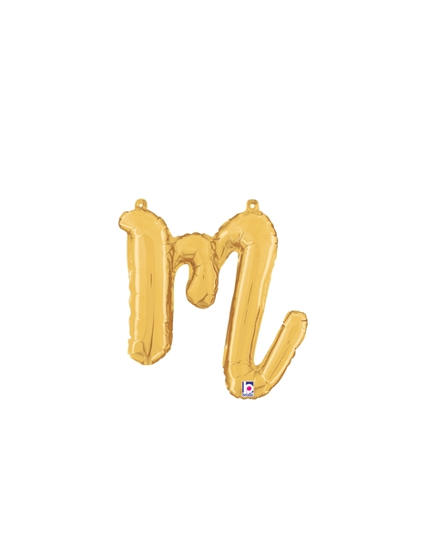 14in Betallic Air-Filled Gold Script Letter m Balloon - Joker Party Supply