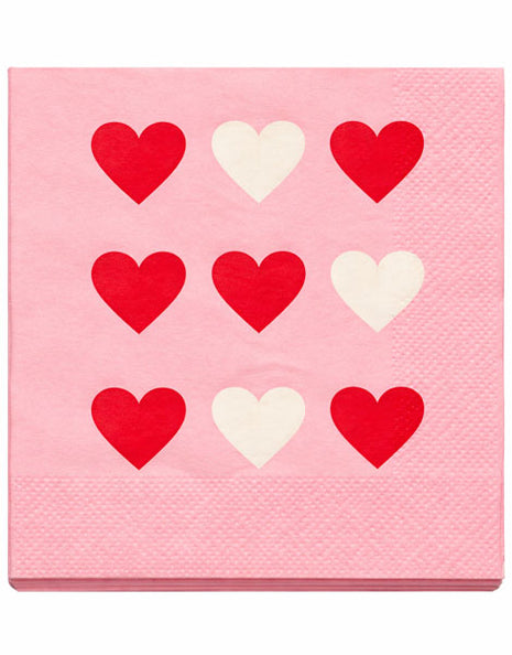 5in Love Hearts Small Beverage Napkin 20ct