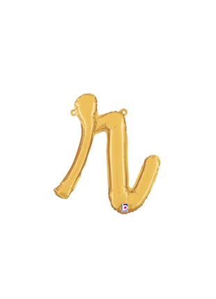 14in Betallic Air-Filled Gold Script Letter r Balloon - Joker Party Supply