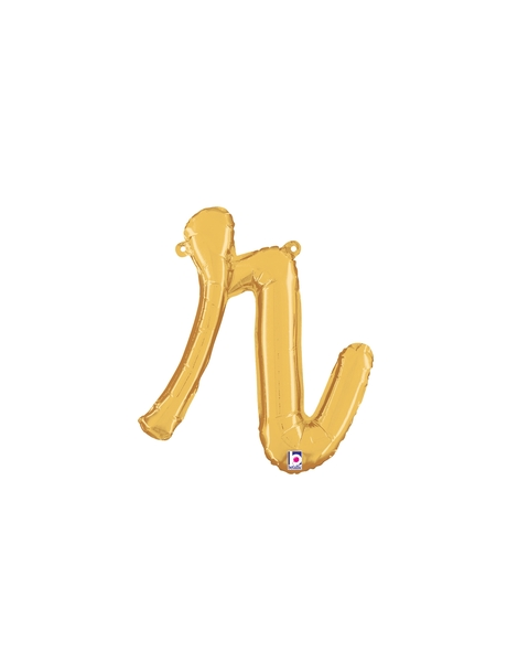 14in Betallic Air-Filled Gold Script Letter r Balloon - Joker Party Supply
