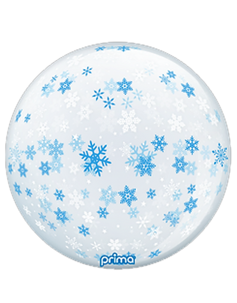 20in Prima Blue & White Snowflake Sphere Balloon - Joker Party Supply