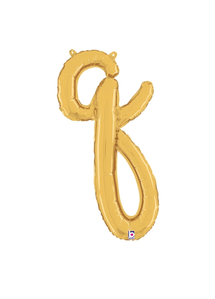 14in Betallic Air-Filled Gold Script Letter q Balloon - Joker Party Supply
