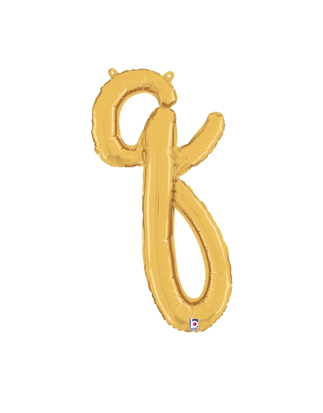 14in Betallic Air-Filled Gold Script Letter q Balloon - Joker Party Supply