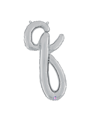 14in Betallic Air-Filled Silver Script Letter q Balloon - Joker Party Supply