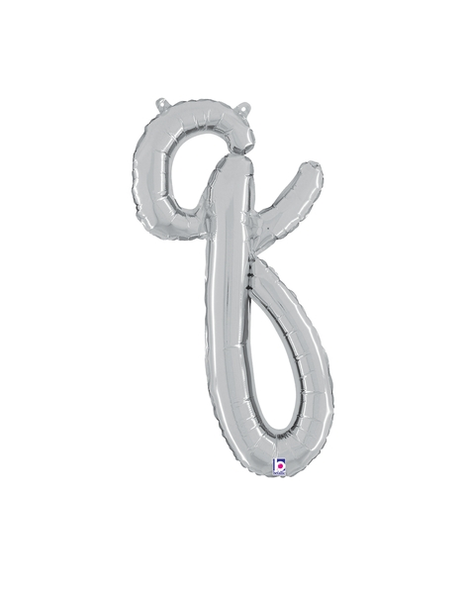 14in Betallic Air-Filled Silver Script Letter q Balloon - Joker Party Supply