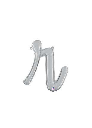 14in Betallic Air-Filled Silver Script Letter r Balloon - Joker Party Supply