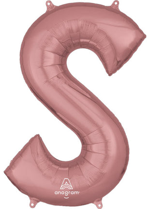 34in Anagram Rose Gold Letter S Balloon - Joker Party Supply