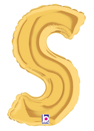 34in Betallic Gold Letter S Megaloons - Joker Party Supply
