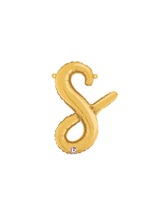 14in Betallic Air-Filled Gold Script Letter s Balloon - Joker Party Supply