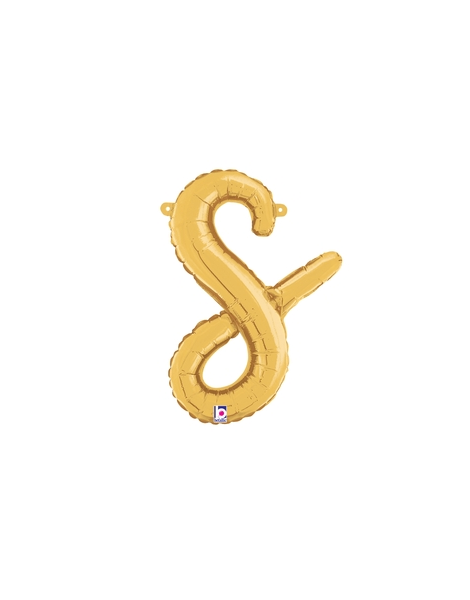 14in Betallic Air-Filled Gold Script Letter s Balloon - Joker Party Supply