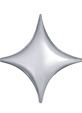 30in Prima Silver Star Point Balloons 5ct - Joker Party Supply