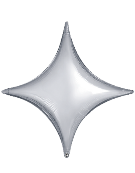 30in Prima Silver Star Point Balloons 5ct - Joker Party Supply