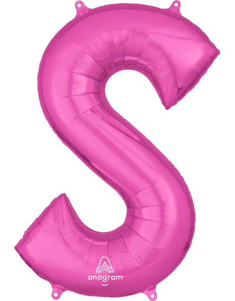 34in Anagram Pink Letter S Balloon - Joker Party Supply
