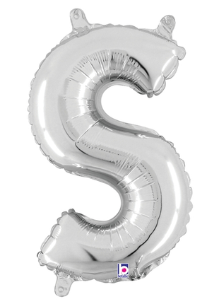 14in Betallic Air-Filled Silver Letter S Balloon - Joker Party Supply