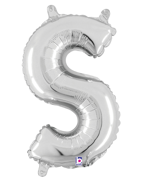 14in Betallic Air-Filled Silver Letter S Balloon - Joker Party Supply