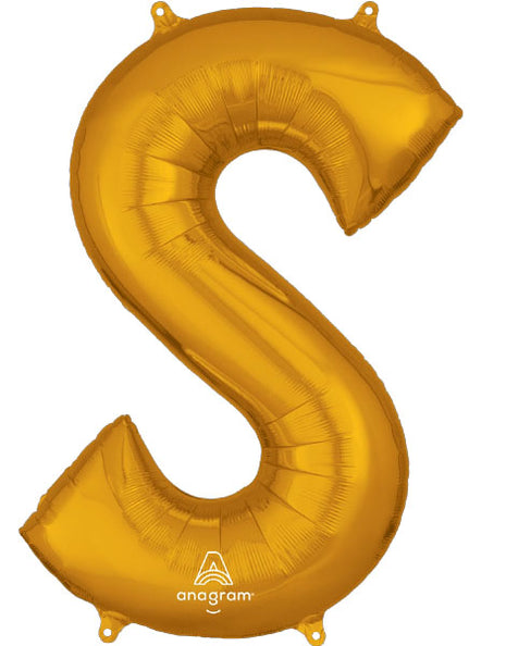 34in Anagram Gold Letter S Balloon - Joker Party Supply