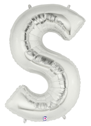 34in Betallic Silver Letter S Megaloons - Joker Party Supply