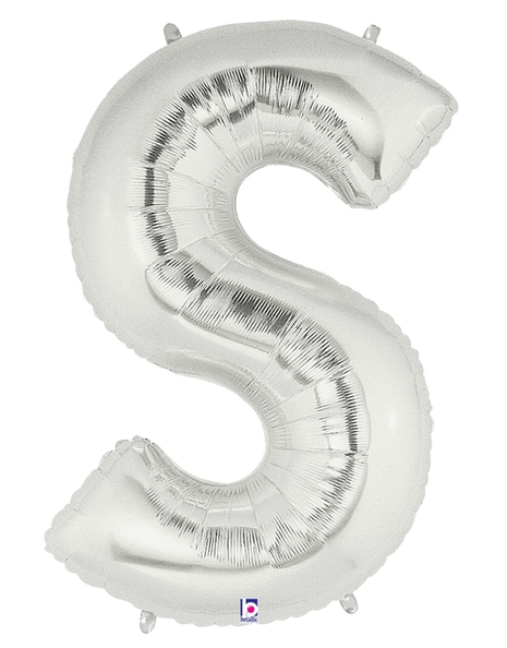 34in Betallic Silver Letter S Megaloons - Joker Party Supply