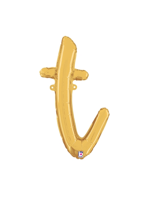 14in Betallic Air-Filled Gold Script Letter t Balloon - Joker Party Supply