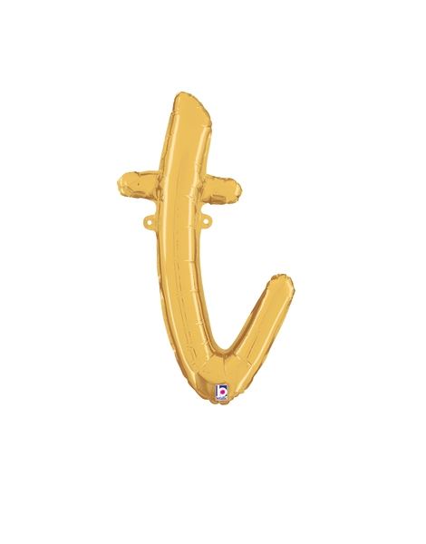 14in Betallic Air-Filled Gold Script Letter t Balloon - Joker Party Supply