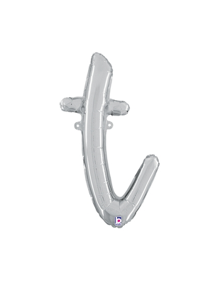 14in Betallic Air-Filled Silver Script Letter t Balloon - Joker Party Supply