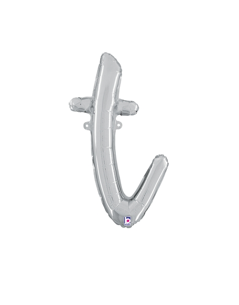 14in Betallic Air-Filled Silver Script Letter t Balloon - Joker Party Supply