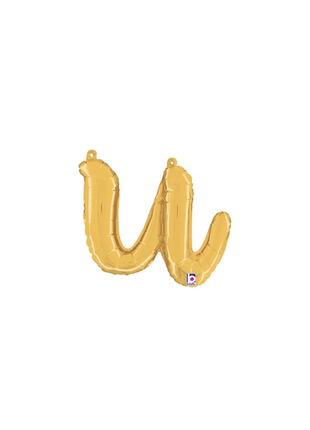 14in Betallic Air-Filled Gold Script Letter u Balloon - Joker Party Supply