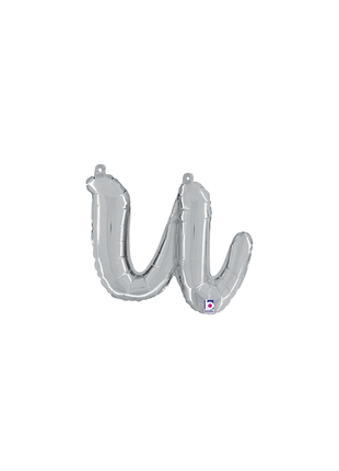 14in Betallic Air-Filled Silver Script Letter u Balloon - Joker Party Supply