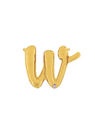 14in Betallic Air-Filled Gold Script Letter w Balloon - Joker Party Supply