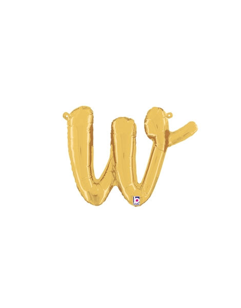 14in Betallic Air-Filled Gold Script Letter w Balloon - Joker Party Supply
