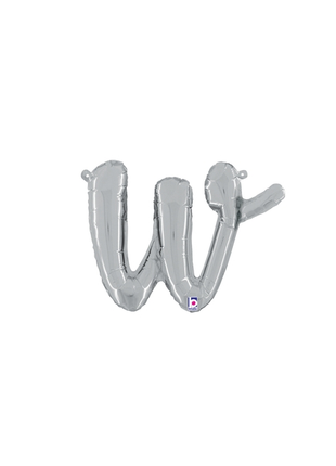 14in Betallic Air-Filled Silver Script Letter w Balloon - Joker Party Supply