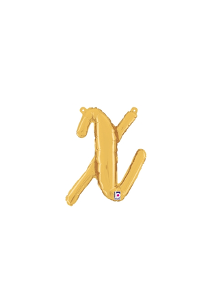 14in Betallic Air-Filled Gold Script Letter x Balloon - Joker Party Supply