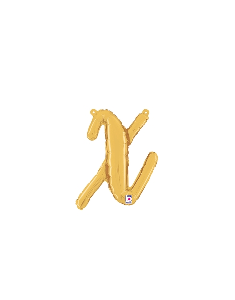 14in Betallic Air-Filled Gold Script Letter x Balloon - Joker Party Supply