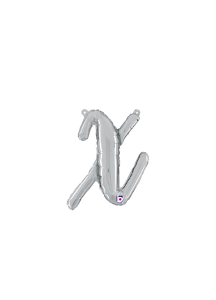 14in Betallic Air-Filled Silver Script Letter x Balloon - Joker Party Supply
