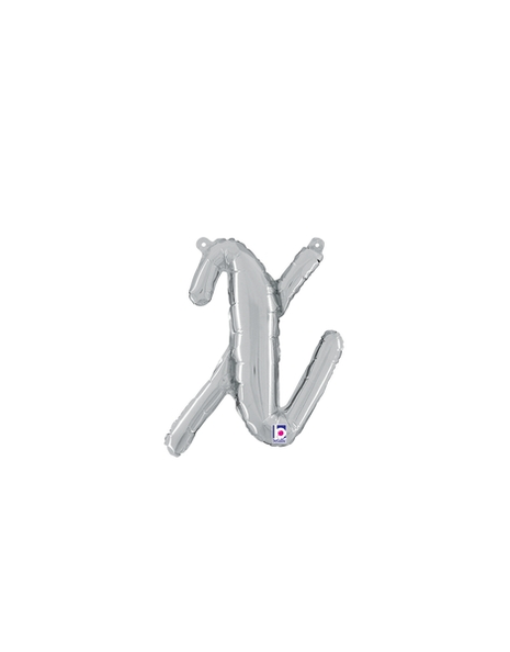 14in Betallic Air-Filled Silver Script Letter x Balloon - Joker Party Supply