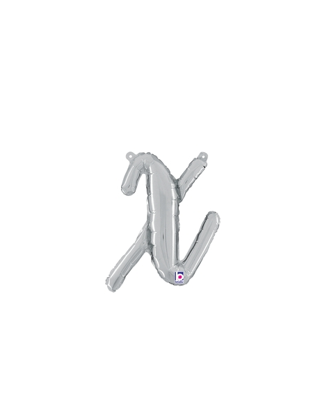 14in Betallic Air-Filled Silver Script Letter x Balloon - Joker Party Supply