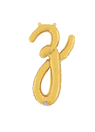 14in Betallic Air-Filled Gold Script Letter z Balloon - Joker Party Supply