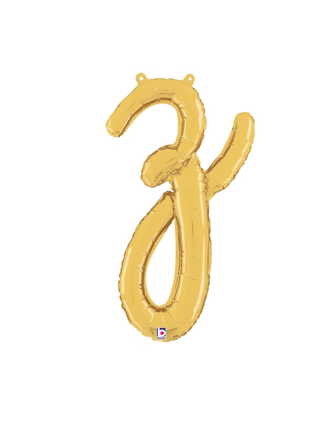 14in Betallic Air-Filled Gold Script Letter z Balloon - Joker Party Supply
