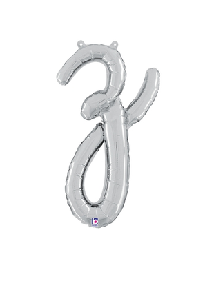14in Betallic Air-Filled Silver Script Letter z Balloon - Joker Party Supply