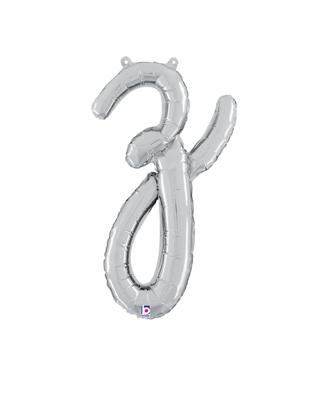 14in Betallic Air-Filled Silver Script Letter z Balloon - Joker Party Supply
