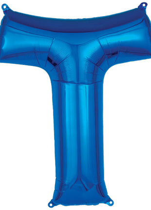 34in Anagram Blue Letter T Balloon - Joker Party Supply