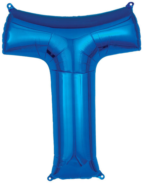 34in Anagram Blue Letter T Balloon - Joker Party Supply