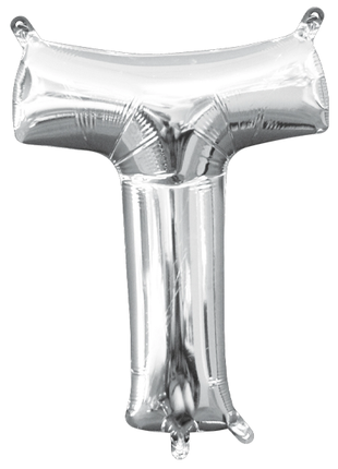 16in Anagram Air-Filled Silver Letter T Balloon - Joker Party Supply
