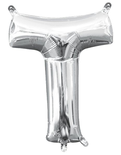 16in Anagram Air-Filled Silver Letter T Balloon - Joker Party Supply