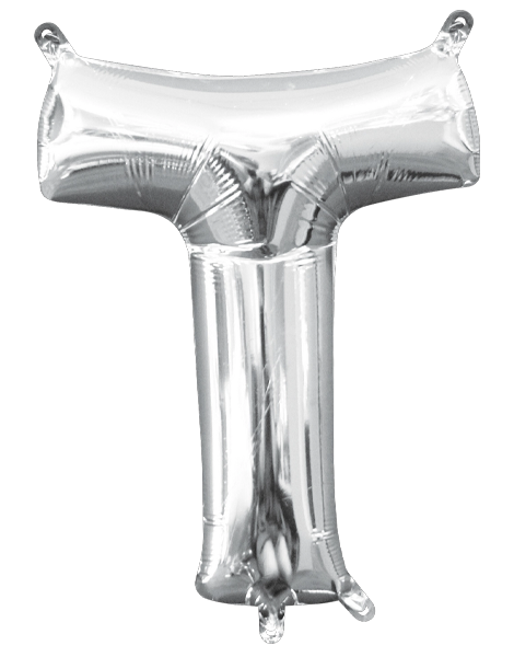 16in Anagram Air-Filled Silver Letter T Balloon - Joker Party Supply